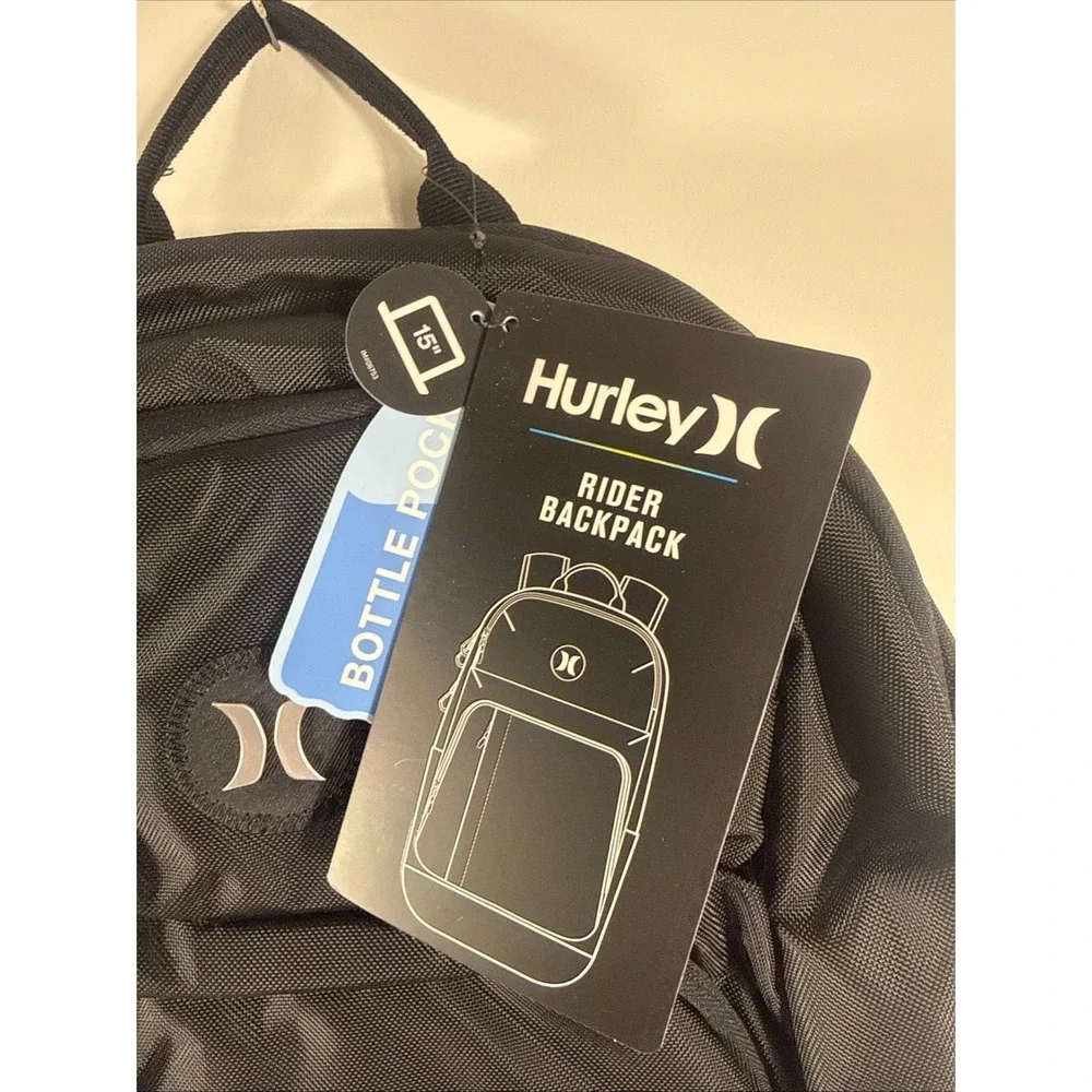 Hurley‎ Rider Black Backpack Scratch Resistant Valuables Pocket Laptop